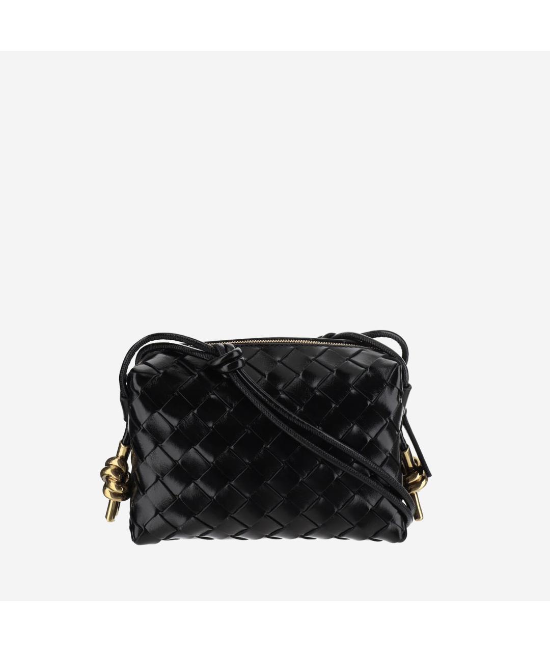 BOTTEGA VENETA Черная кожаная сумка через плечо, фото 5