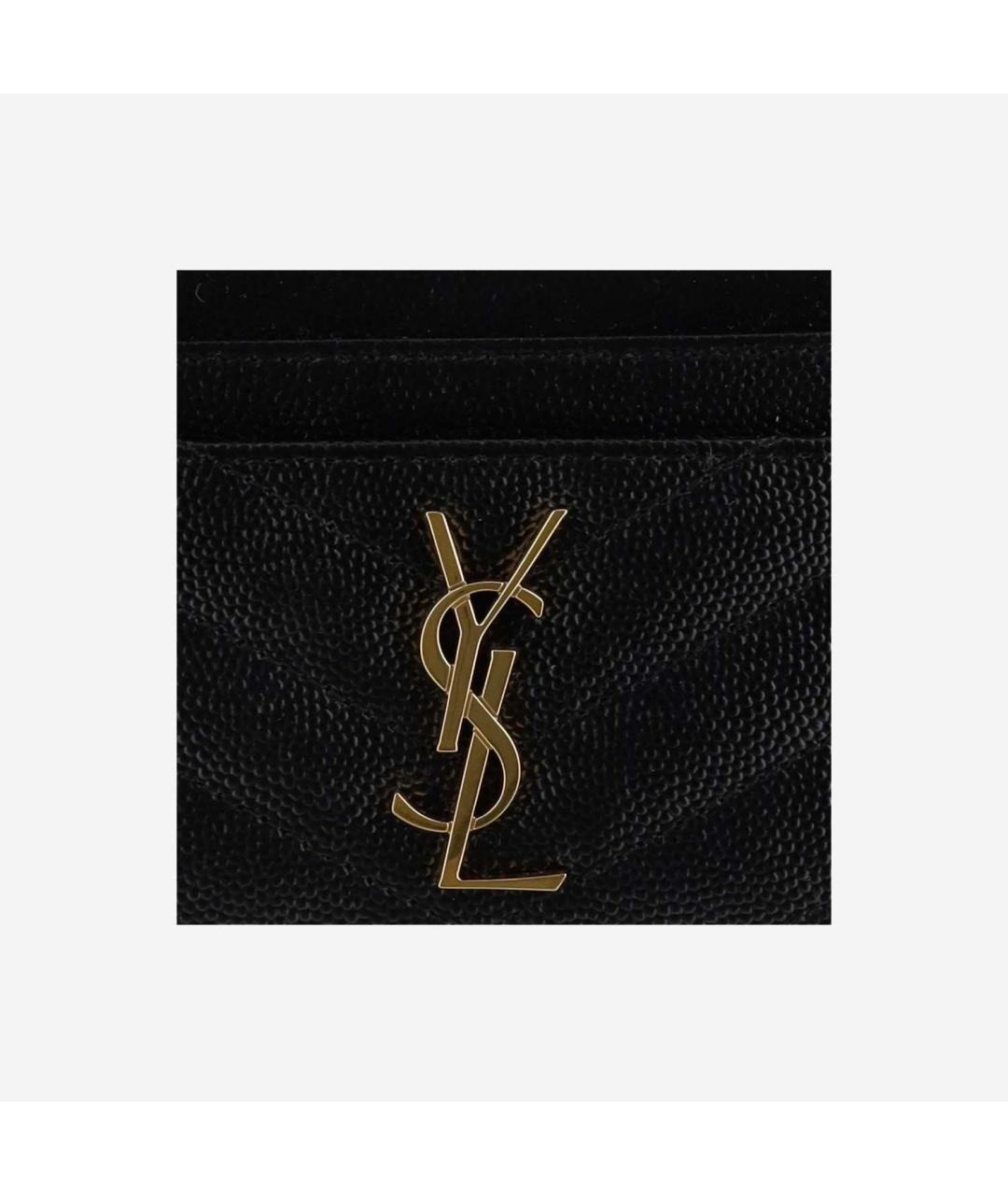 SAINT LAURENT Черный кожаный кардхолдер, фото 3