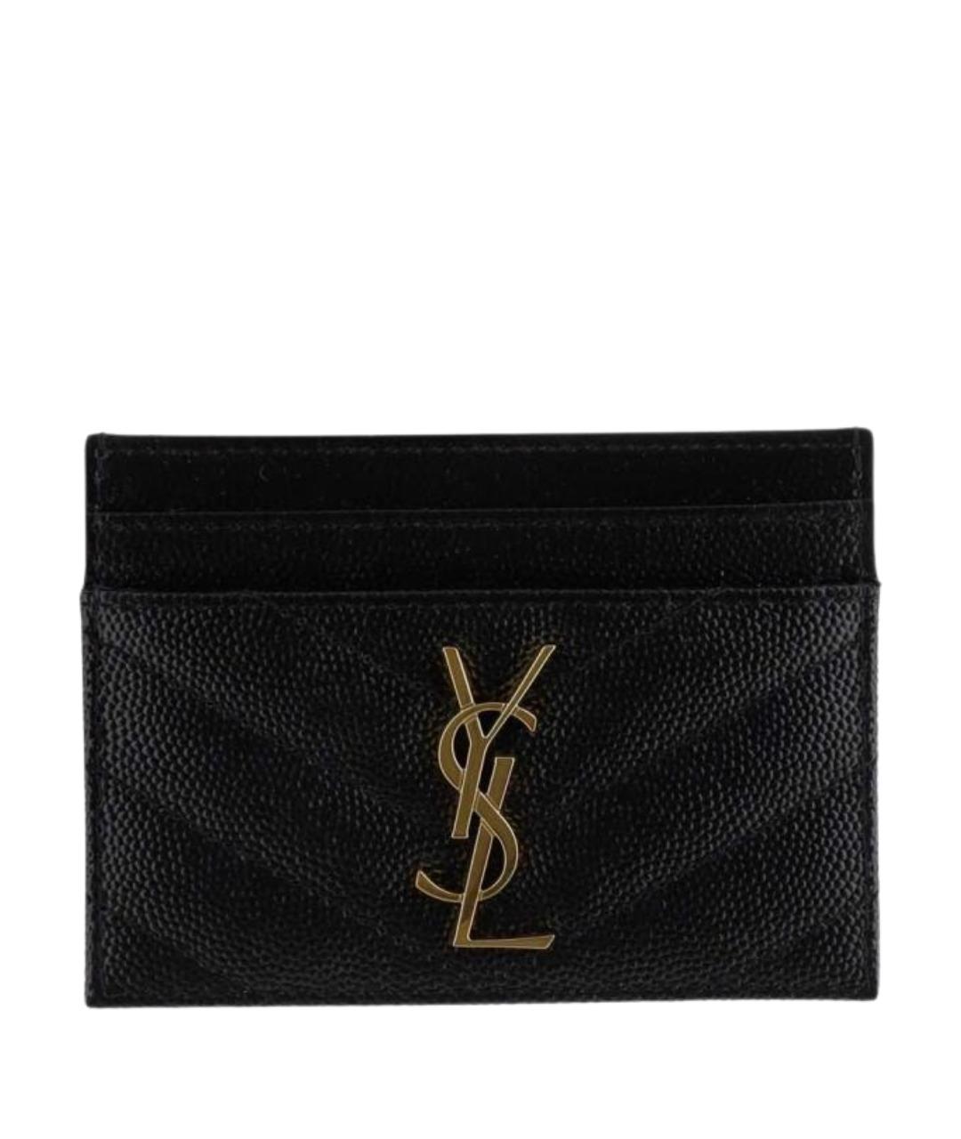 SAINT LAURENT Черный кожаный кардхолдер, фото 1