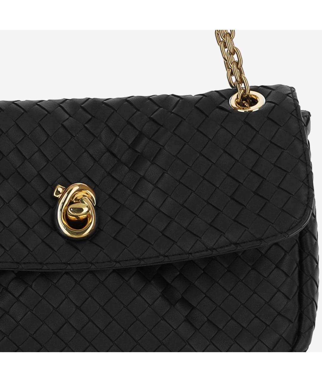 BOTTEGA VENETA Черная кожаная сумка через плечо, фото 4