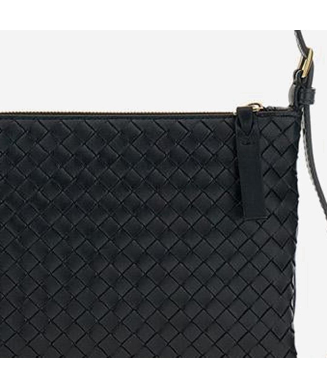 BOTTEGA VENETA Черная кожаная сумка через плечо, фото 4