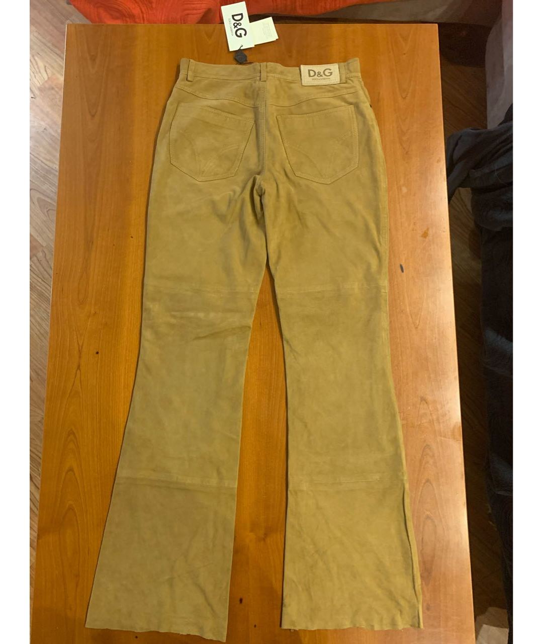 DOLCE&GABBANA Бежевые замшевые брюки широкие, фото 2