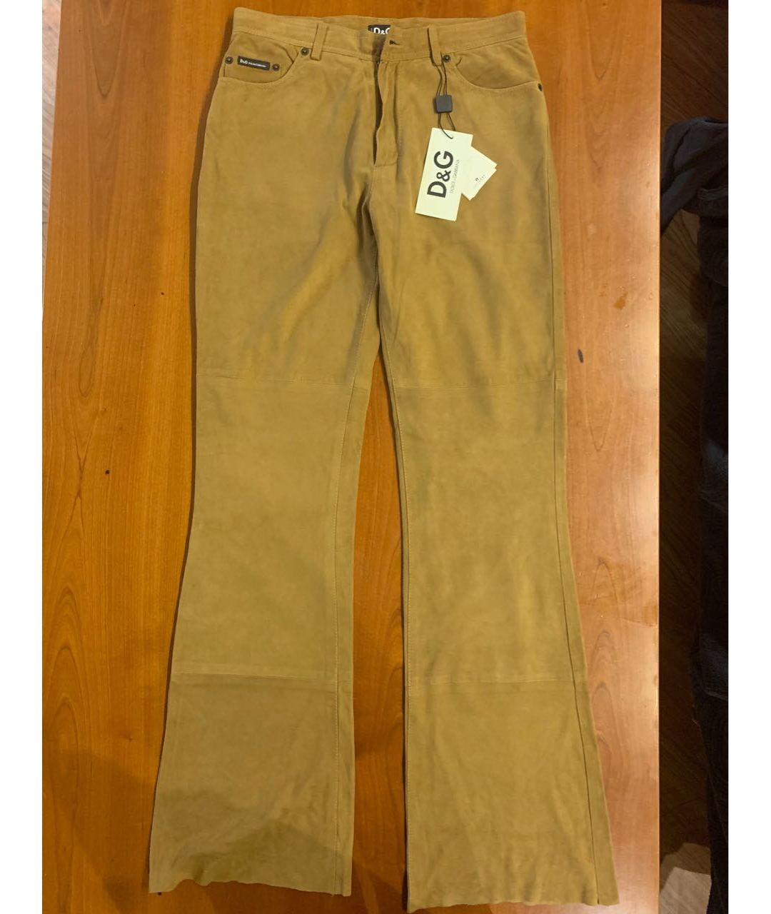 DOLCE&GABBANA Бежевые замшевые брюки широкие, фото 6