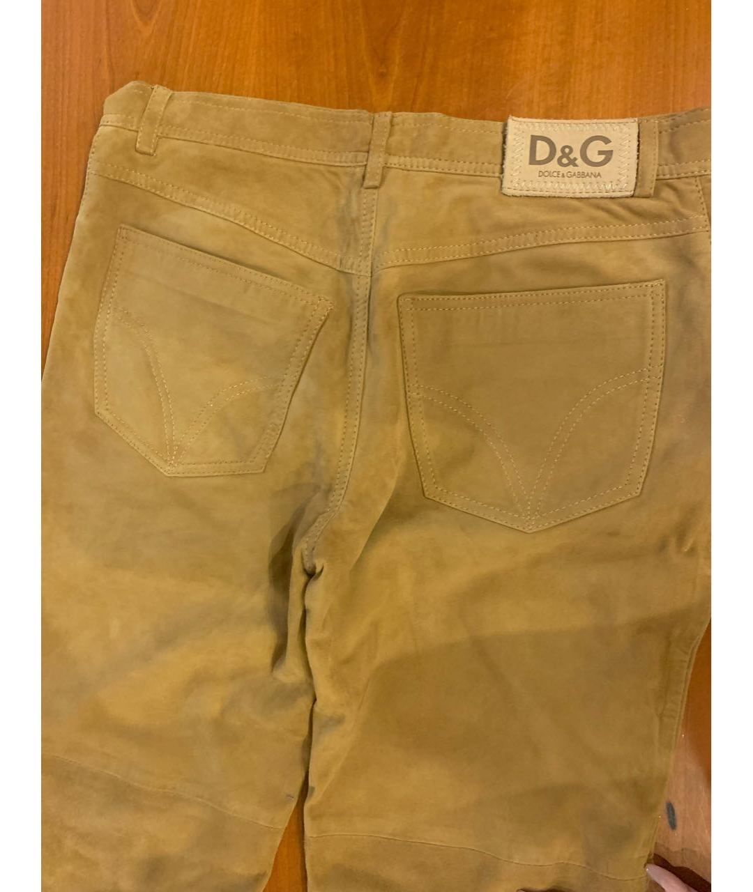 DOLCE&GABBANA Бежевые замшевые брюки широкие, фото 3
