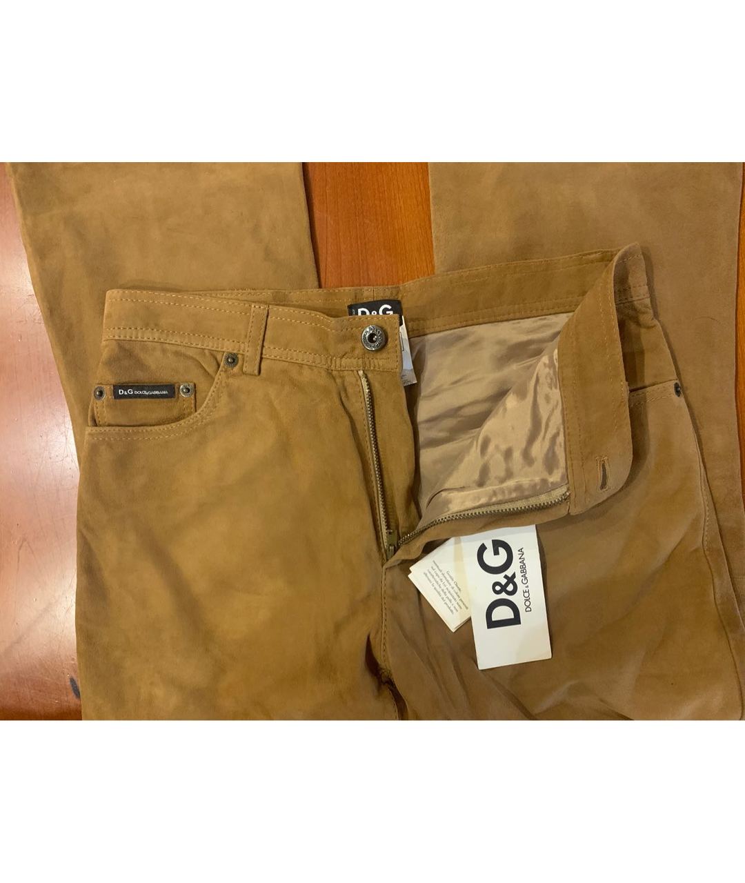 DOLCE&GABBANA Бежевые замшевые брюки широкие, фото 4