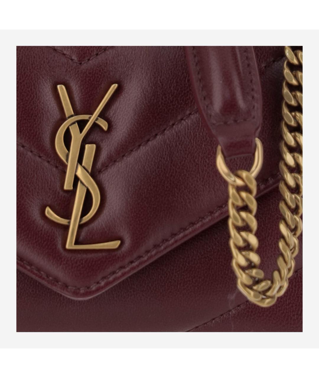 SAINT LAURENT Бордовая кожаная сумка через плечо, фото 4