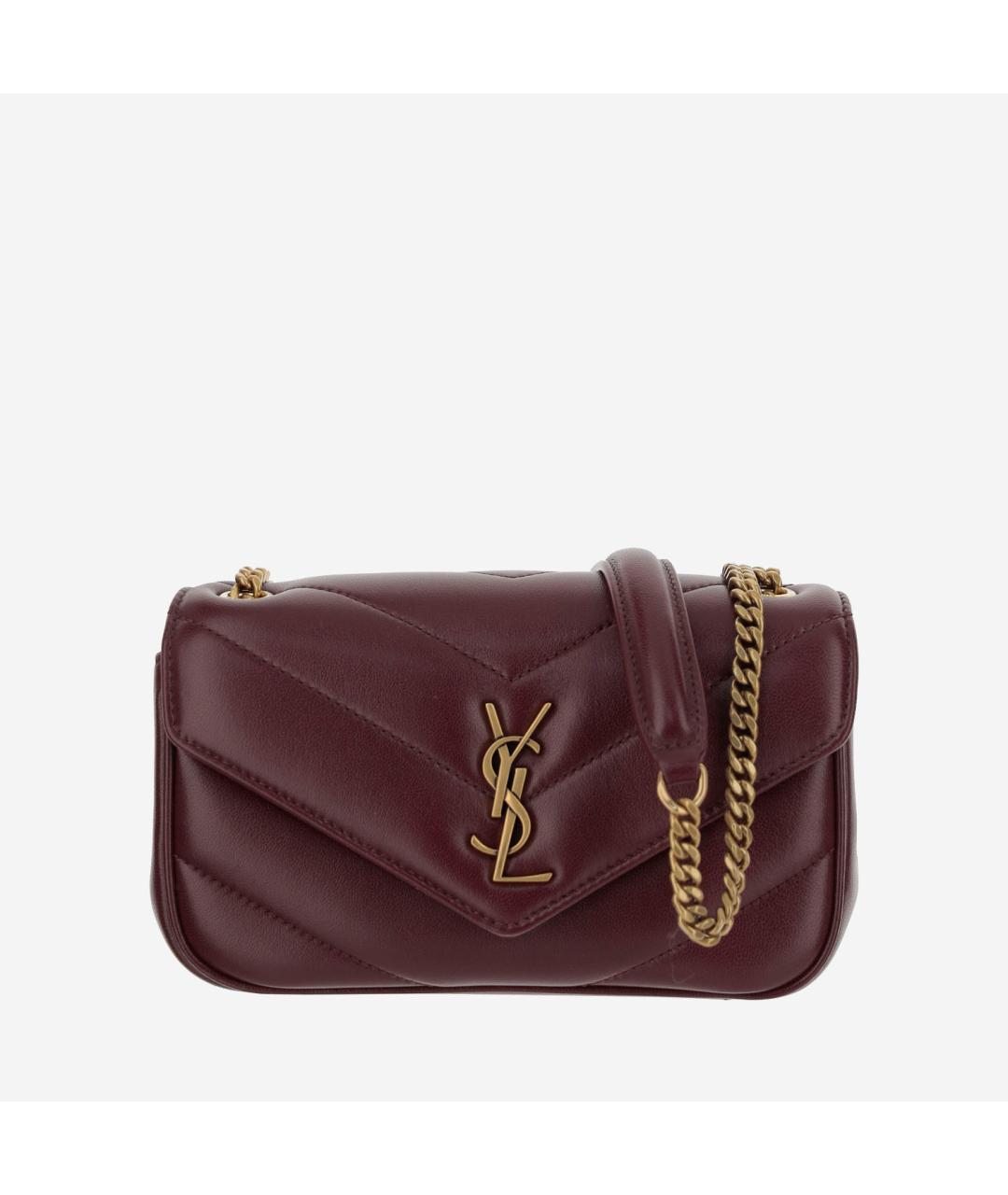 SAINT LAURENT Бордовая кожаная сумка через плечо, фото 5