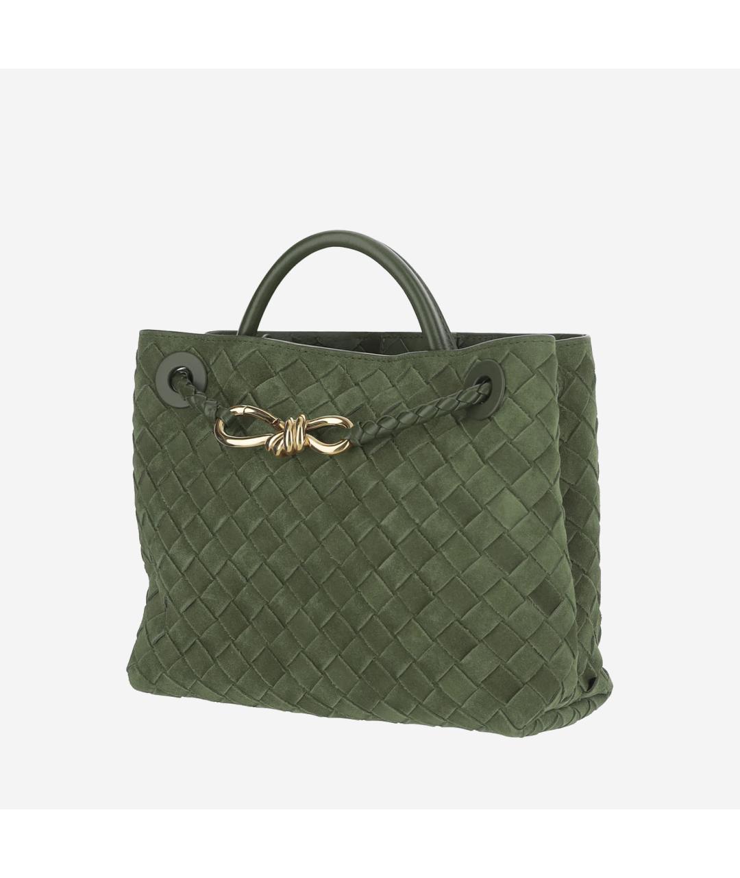 BOTTEGA VENETA Зеленая замшевая сумка тоут, фото 2
