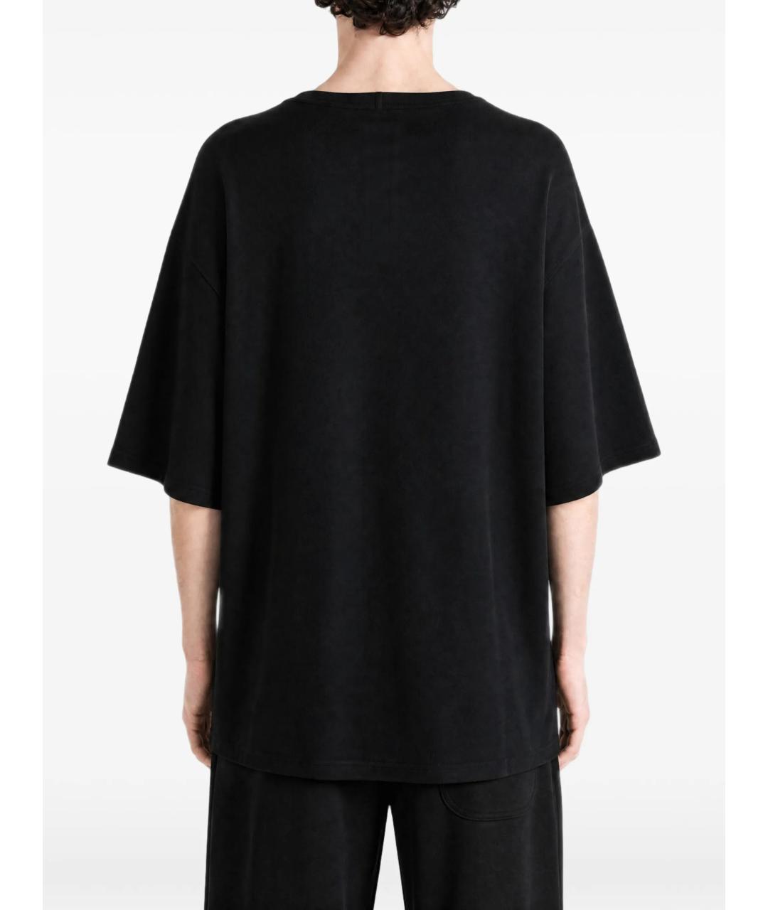 RICK OWENS Черная хлопковая футболка, фото 4