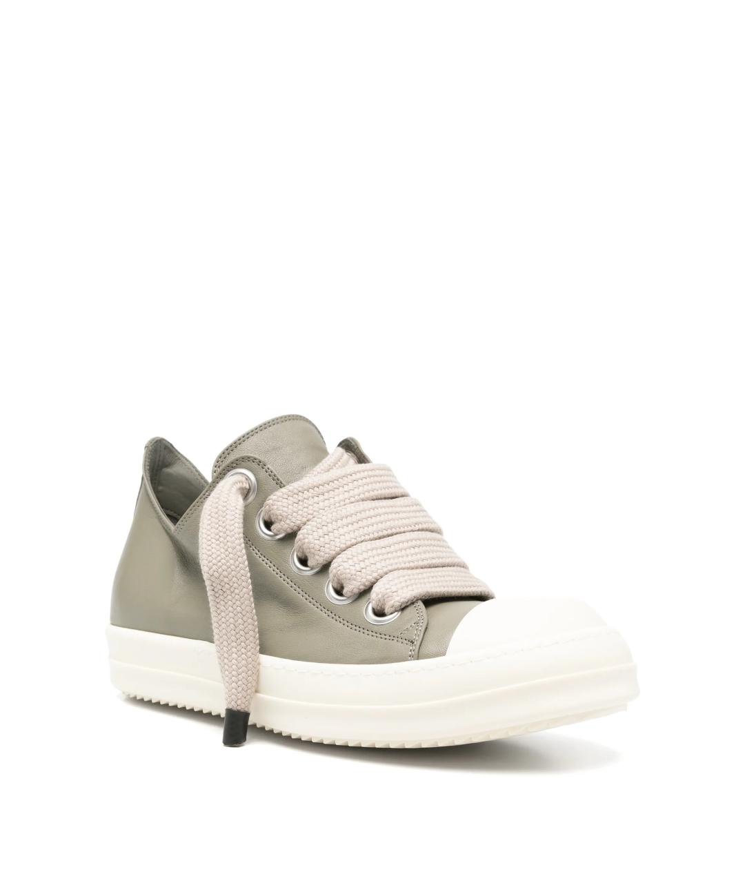 RICK OWENS Серые кожаные низкие кроссовки / кеды, фото 2