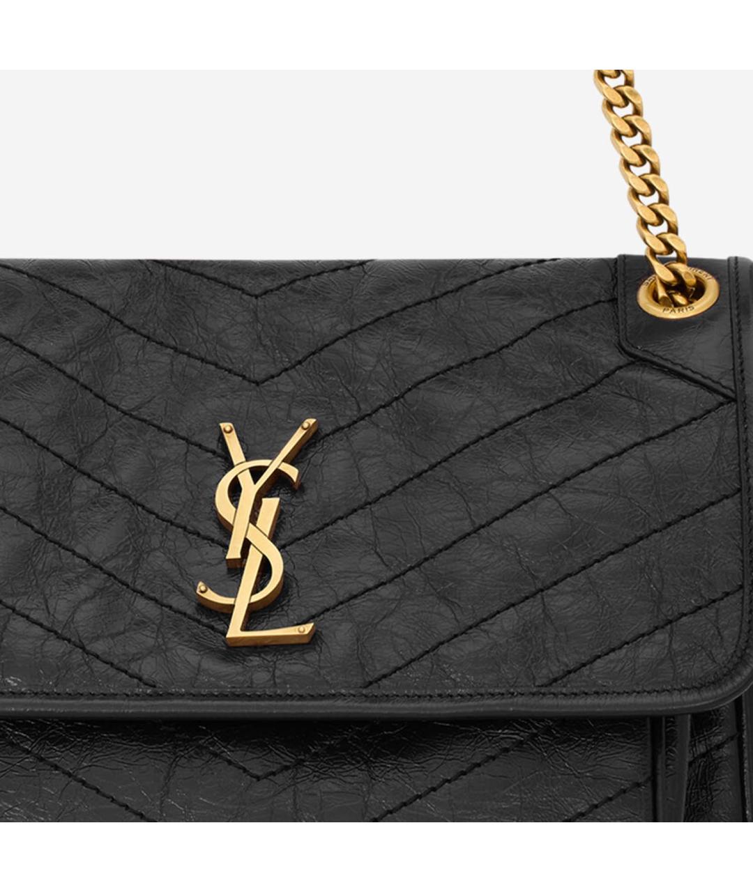 SAINT LAURENT Черная кожаная сумка через плечо, фото 4