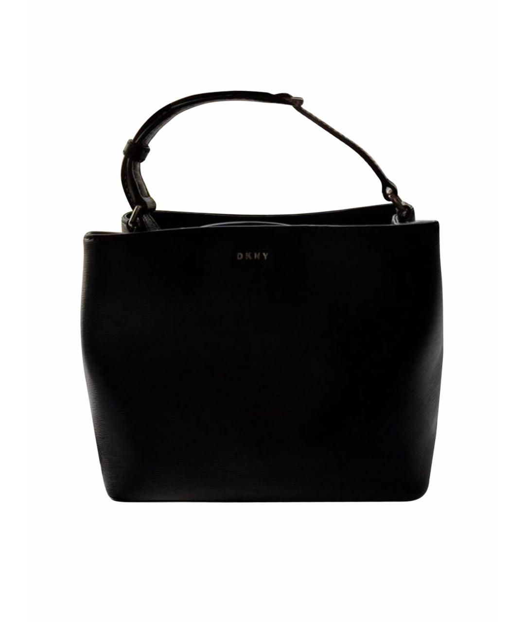 DKNY Черная кожаная сумка с короткими ручками, фото 1