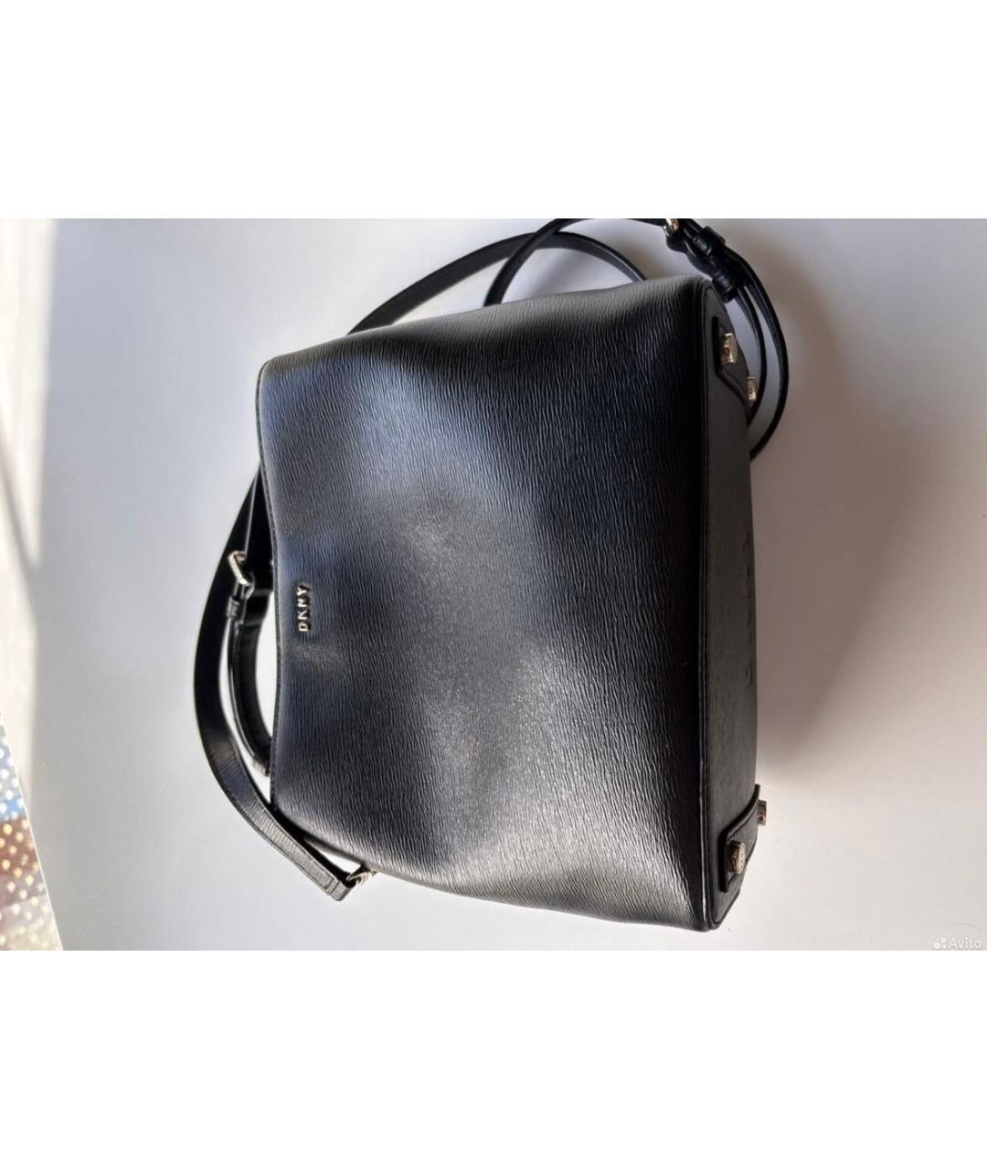 DKNY Черная кожаная сумка с короткими ручками, фото 7