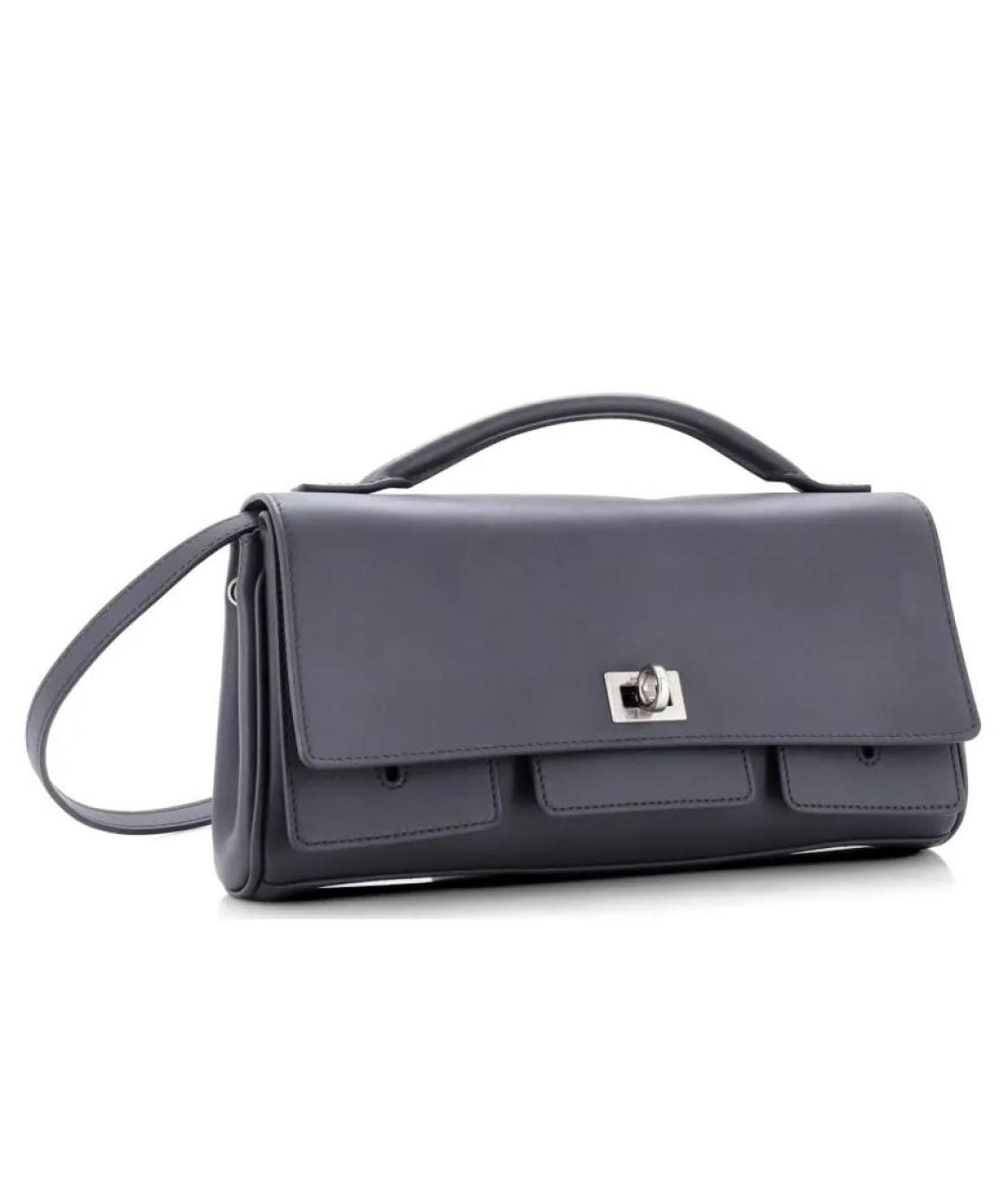 BALENCIAGA Серая кожаная сумка с короткими ручками, фото 9