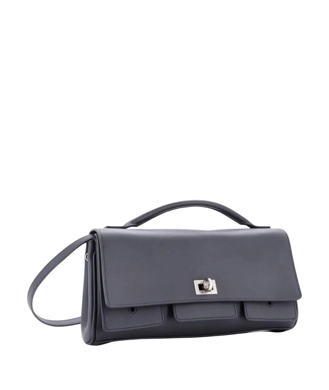 BALENCIAGA Серая кожаная сумка с короткими ручками, фото 1