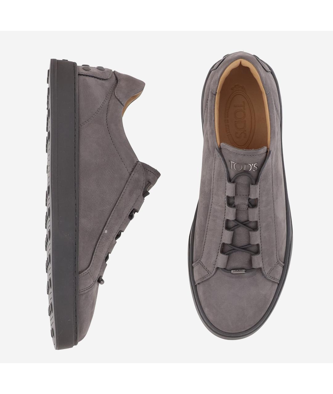 TOD'S Коричневые нубуковые низкие кроссовки / кеды, фото 2