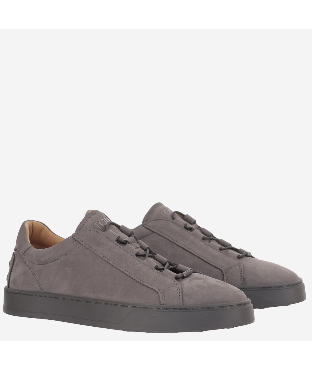TOD'S Коричневые нубуковые низкие кроссовки / кеды, фото 3
