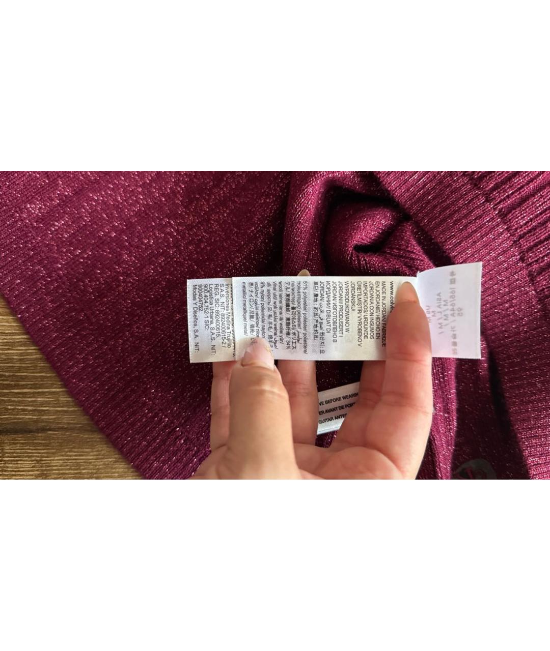 CALVIN KLEIN Бордовое шерстяное повседневное платье, фото 5