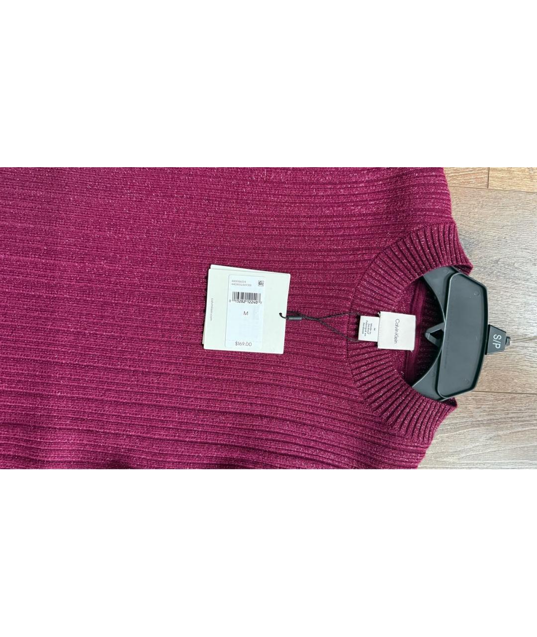CALVIN KLEIN Бордовое шерстяное повседневное платье, фото 3