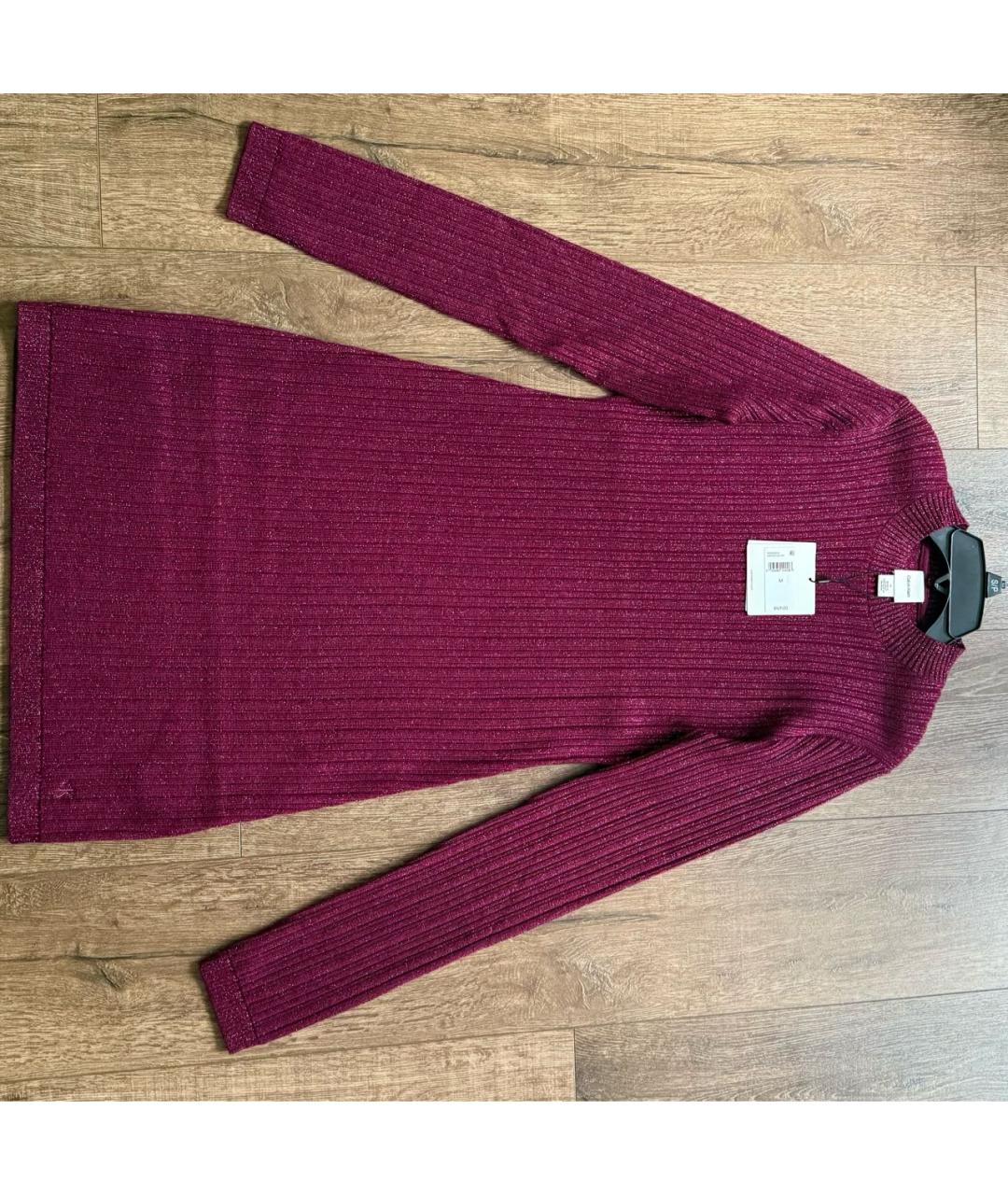 CALVIN KLEIN Бордовое шерстяное повседневное платье, фото 6