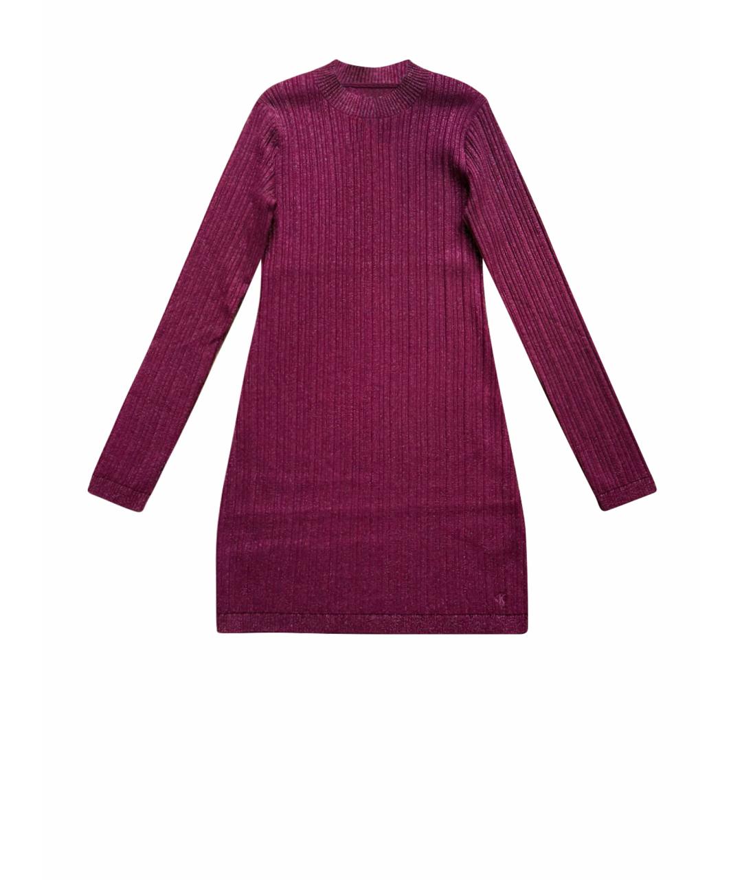 CALVIN KLEIN Бордовое шерстяное повседневное платье, фото 1