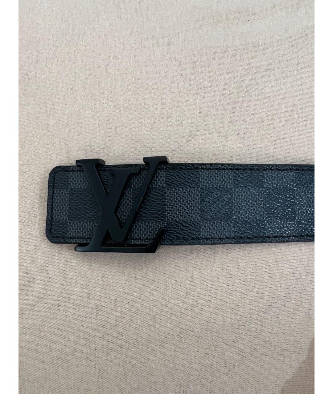 LOUIS VUITTON Черный кожаный ремень, фото 2
