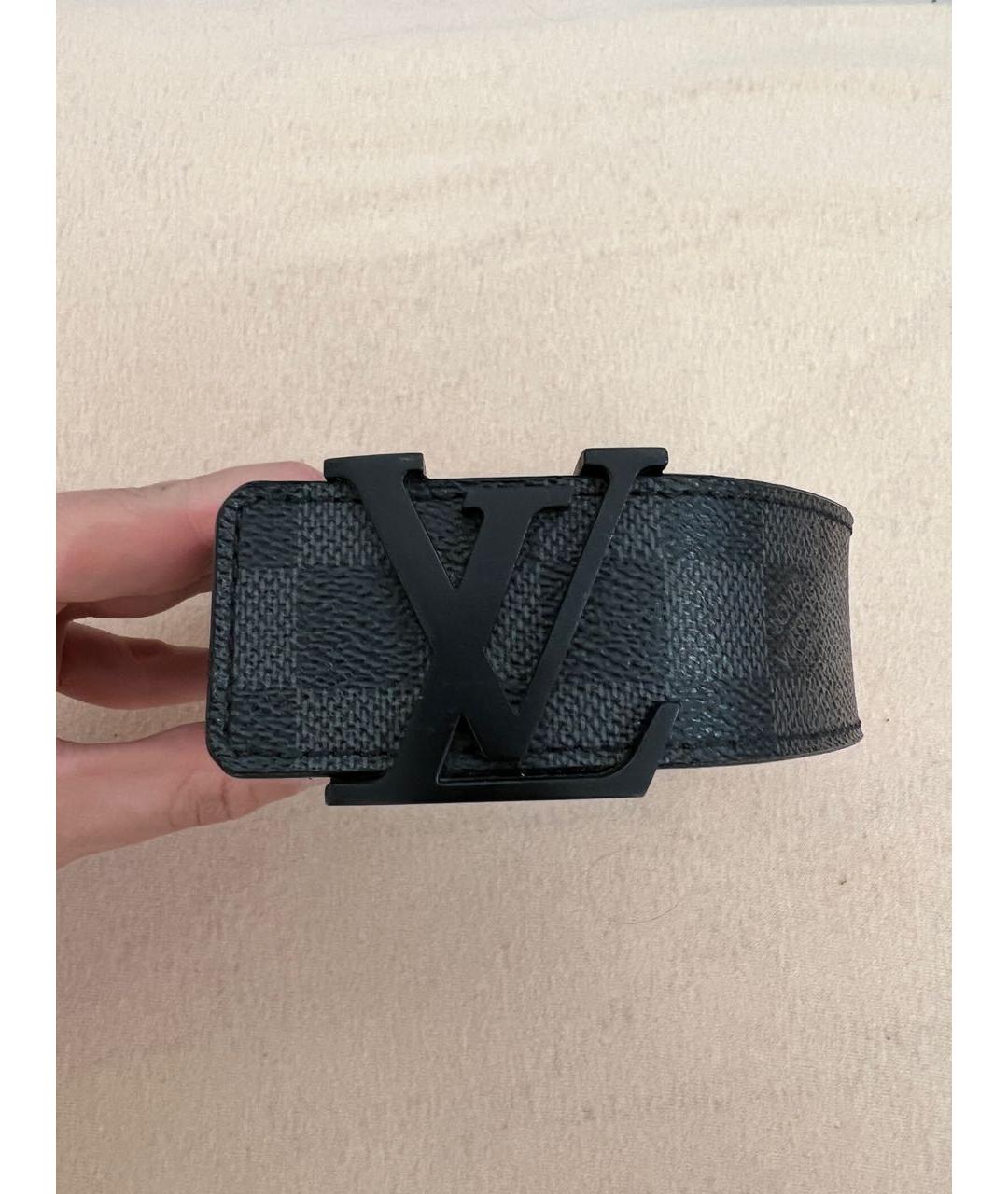 LOUIS VUITTON Черный кожаный ремень, фото 5