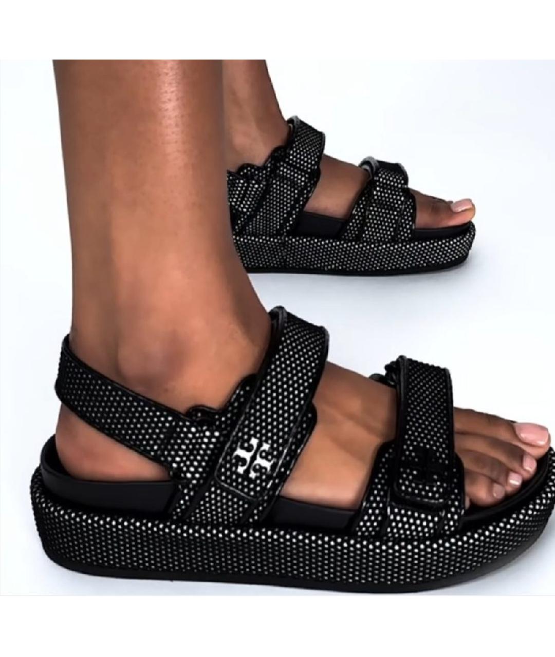 TORY BURCH Черные текстильные сандалии, фото 5