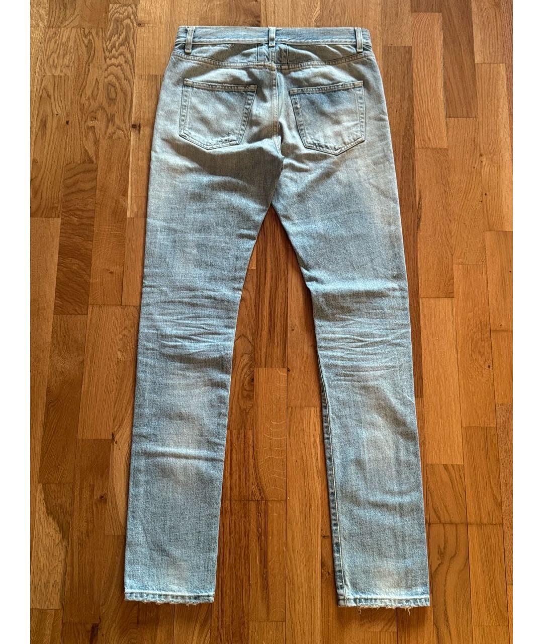 SAINT LAURENT Голубые хлопковые джинсы скинни, фото 2