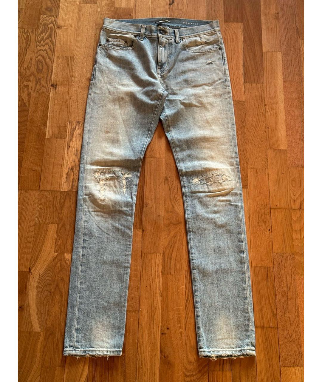 SAINT LAURENT Голубые хлопковые джинсы скинни, фото 8
