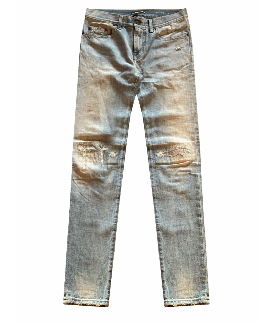 SAINT LAURENT Голубые хлопковые джинсы скинни, фото 1