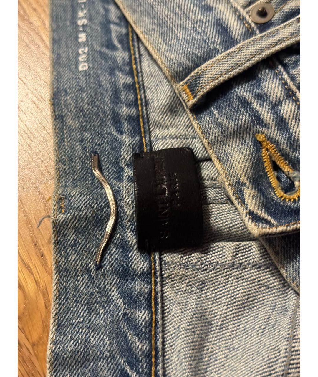 SAINT LAURENT Голубые хлопковые джинсы скинни, фото 5