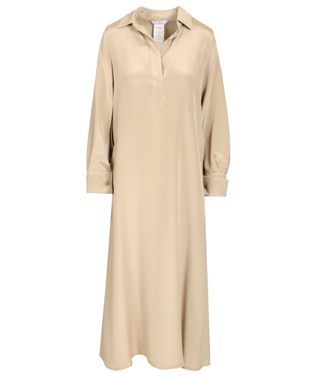 MAX MARA Бежевое шелковое повседневное платье, фото 1