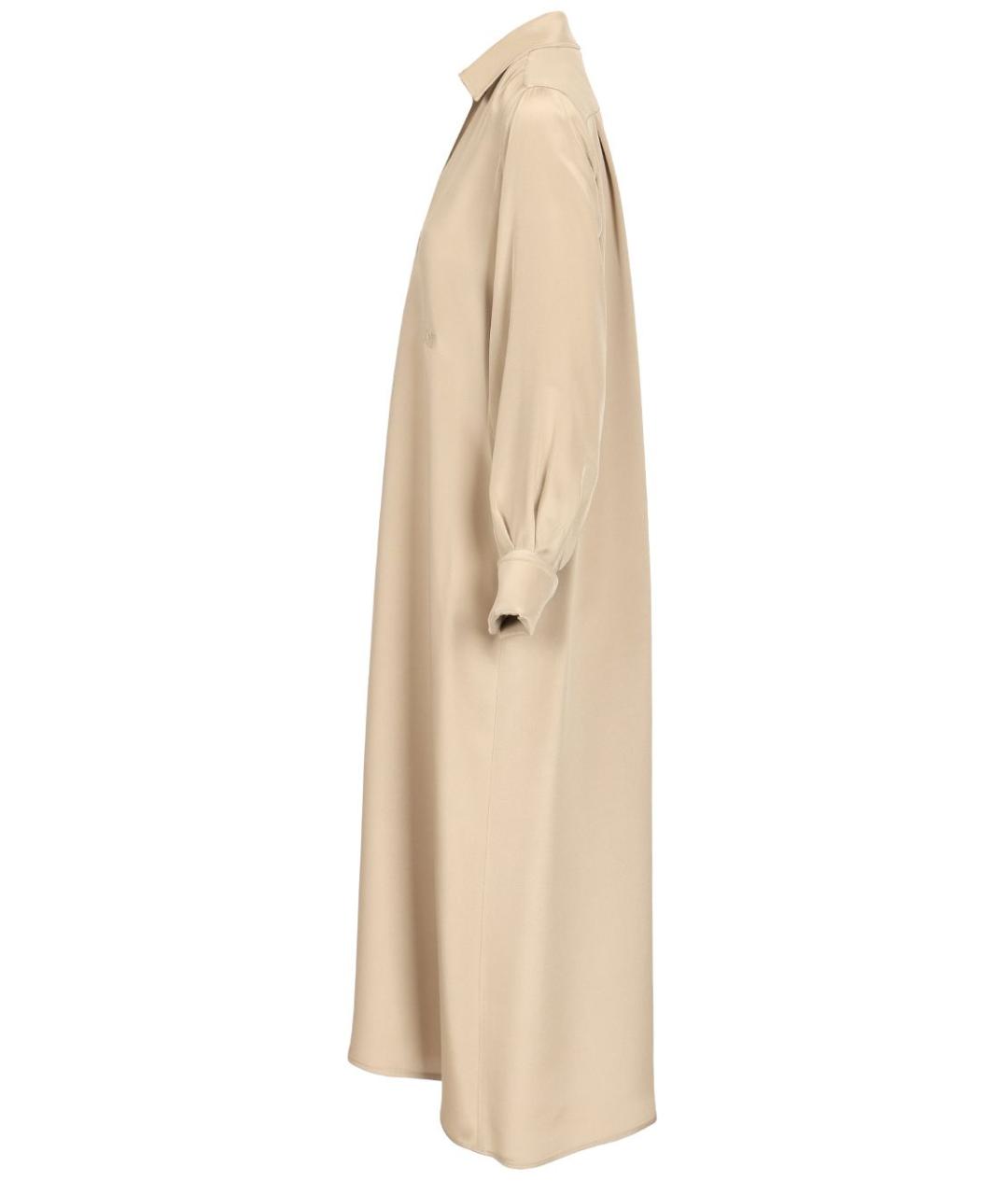 MAX MARA Бежевое шелковое повседневное платье, фото 3
