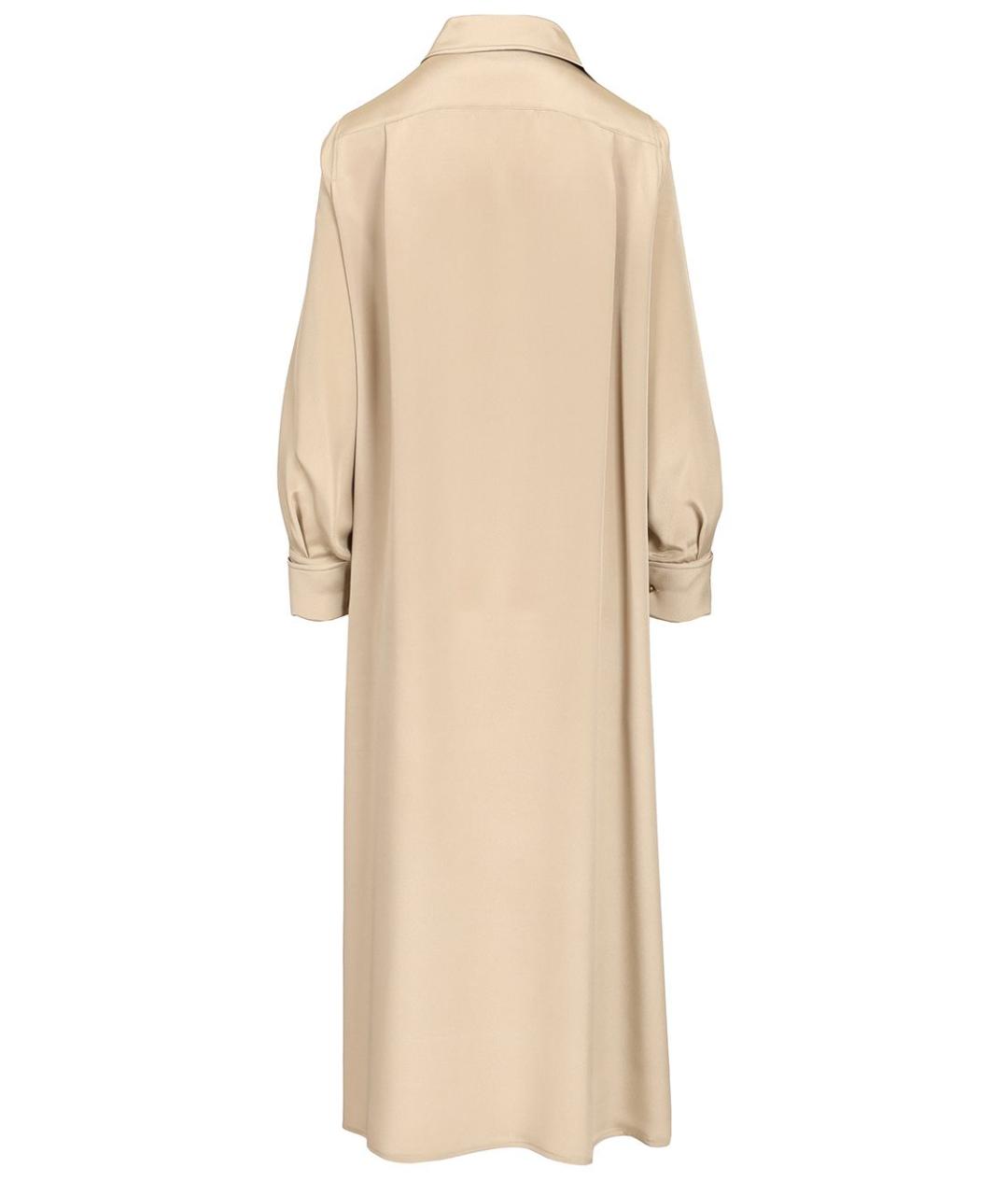 MAX MARA Бежевое шелковое повседневное платье, фото 2