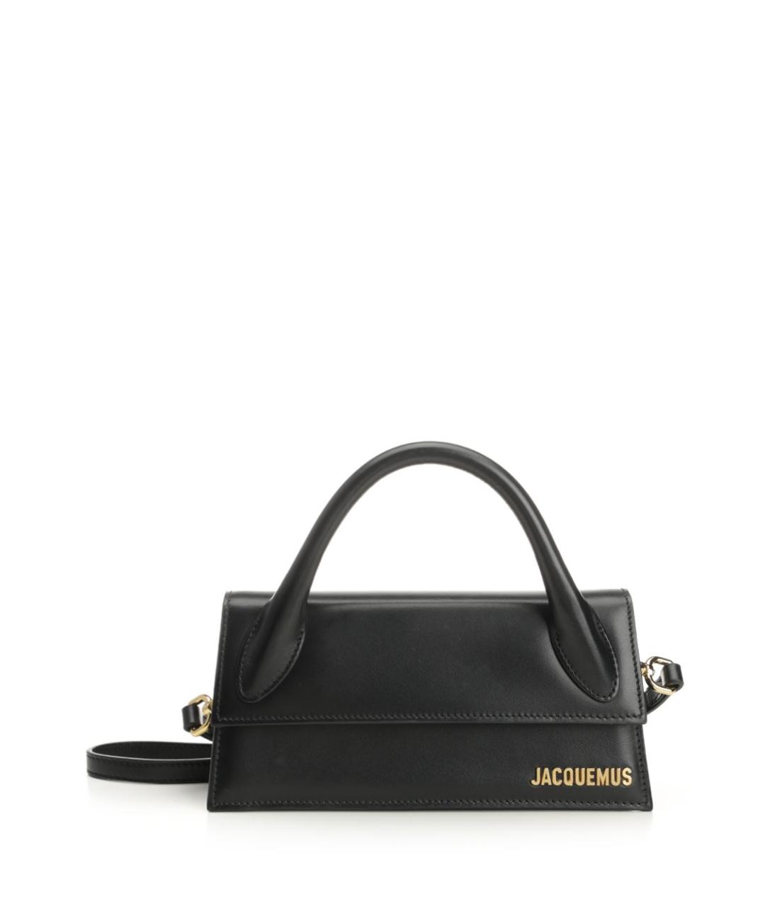 JACQUEMUS Черная кожаная сумка с короткими ручками, фото 1