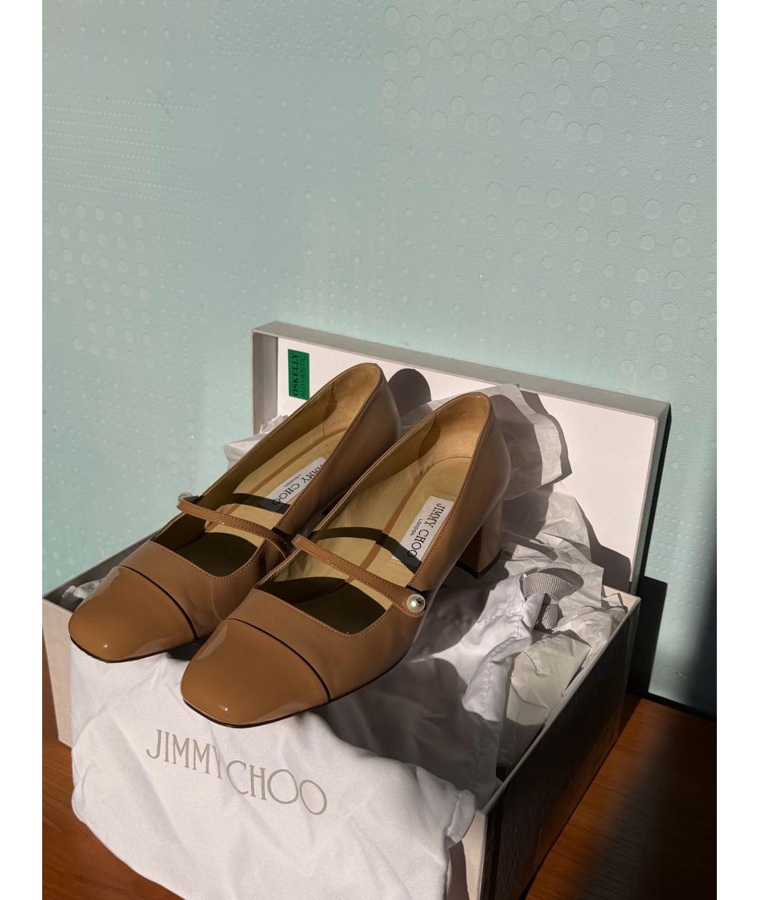 JIMMY CHOO Бежевые кожаные туфли, фото 3