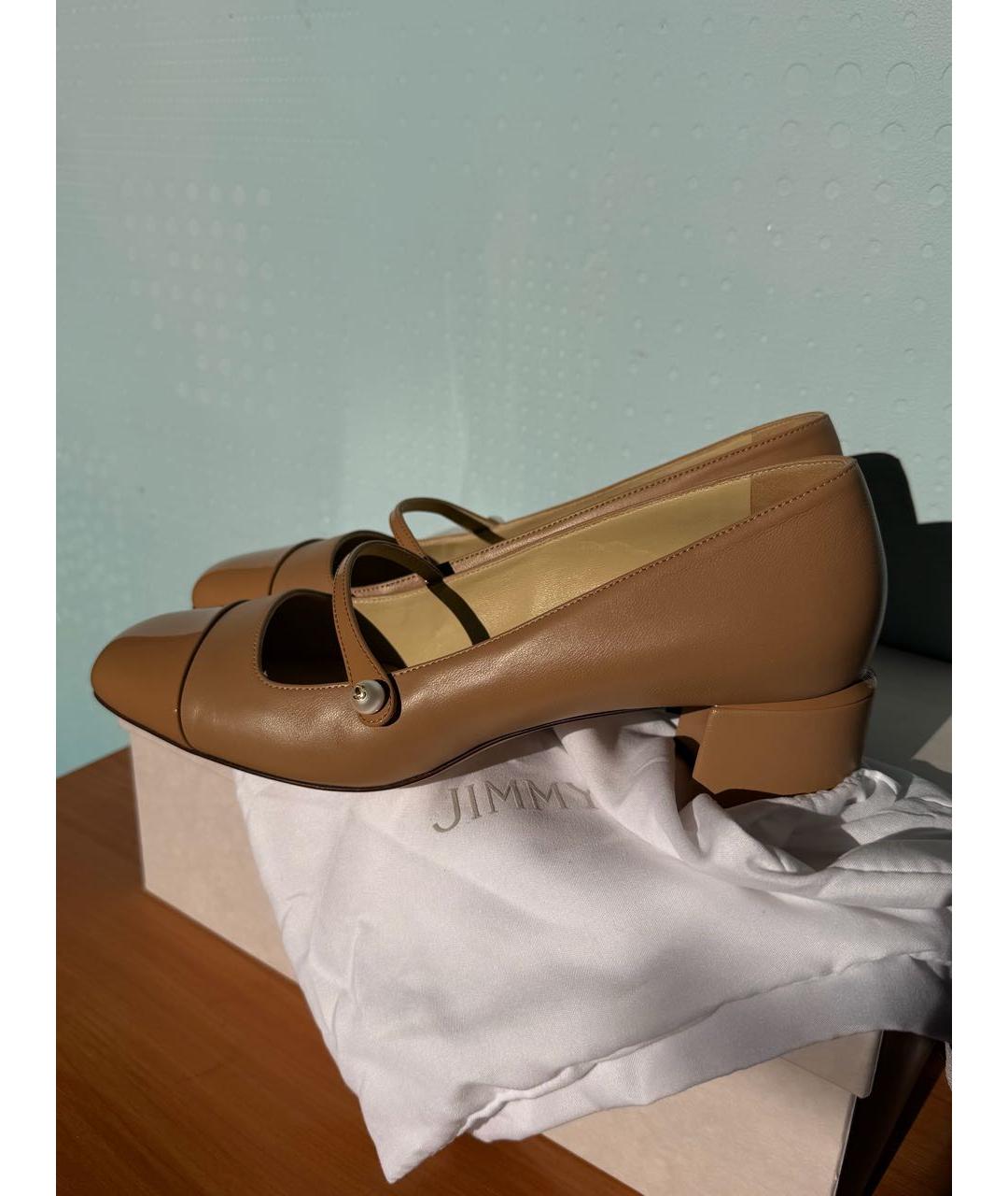 JIMMY CHOO Бежевые кожаные туфли, фото 5