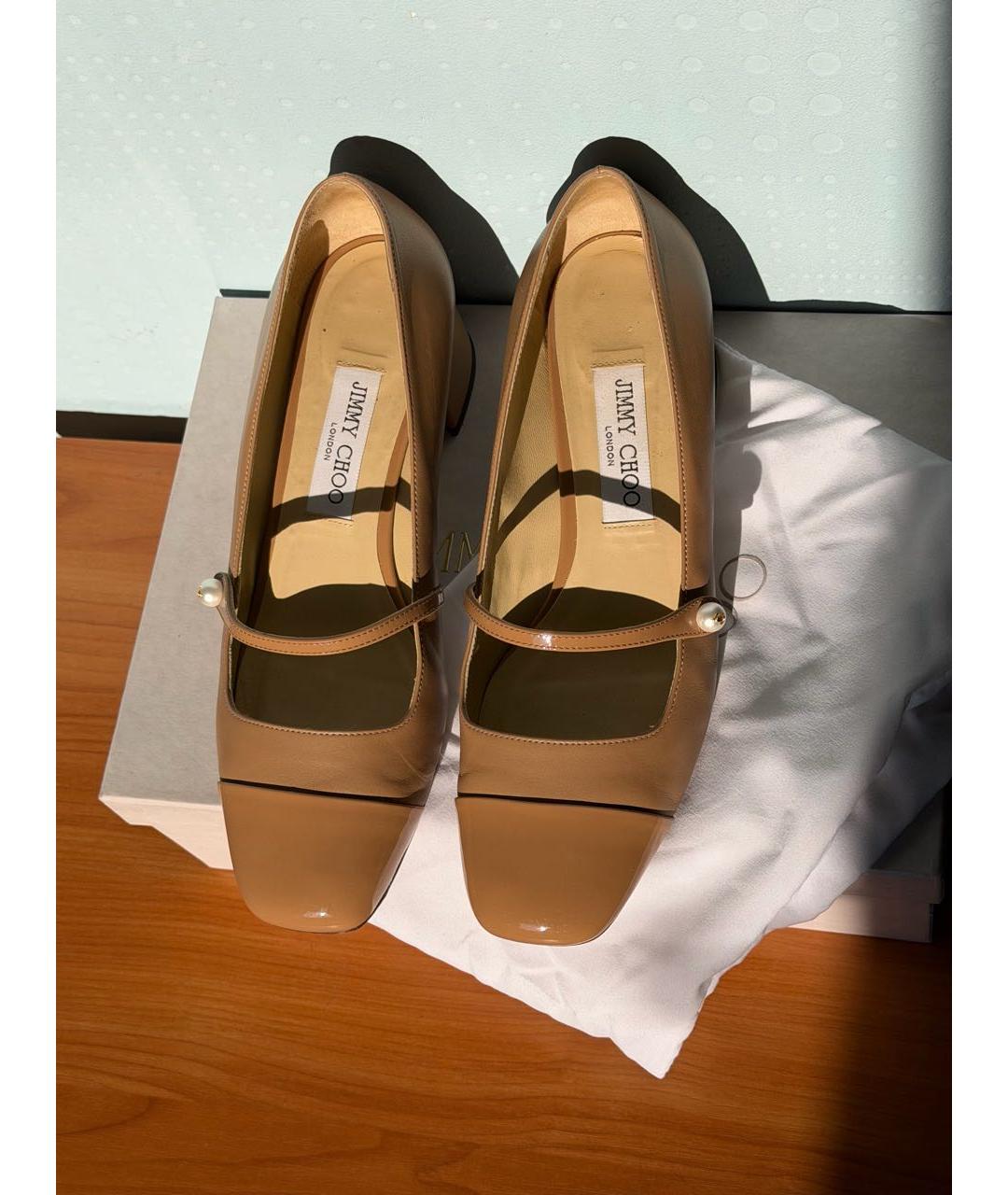 JIMMY CHOO Бежевые кожаные туфли, фото 2