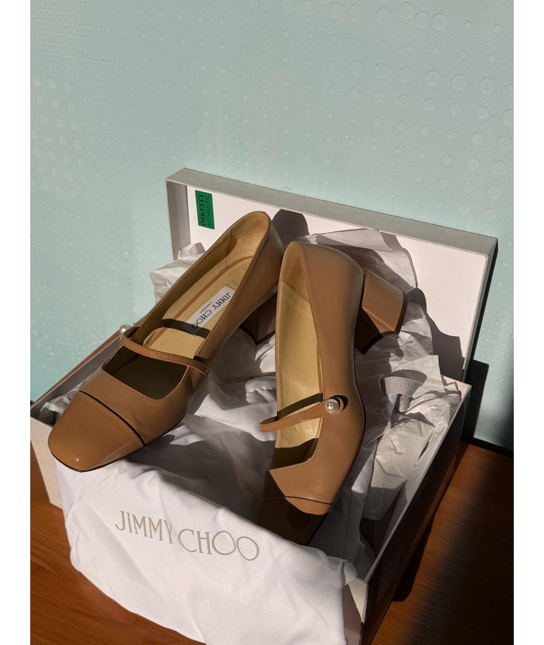 JIMMY CHOO Бежевые кожаные туфли, фото 8