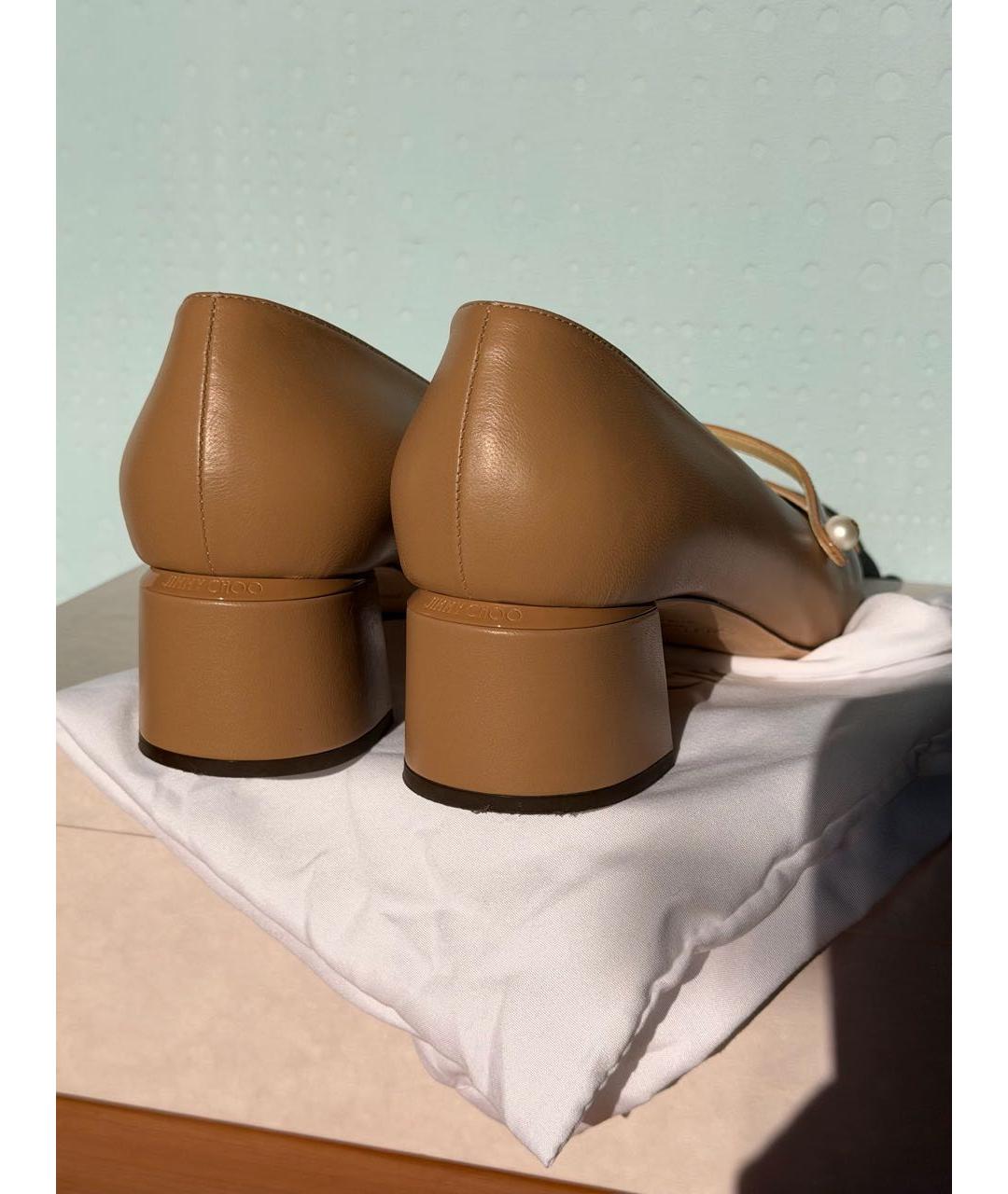 JIMMY CHOO Бежевые кожаные туфли, фото 4