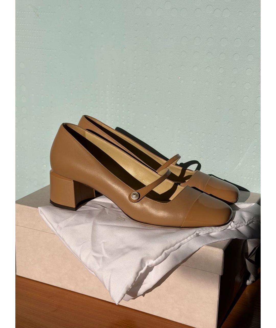 JIMMY CHOO Бежевые кожаные туфли, фото 9