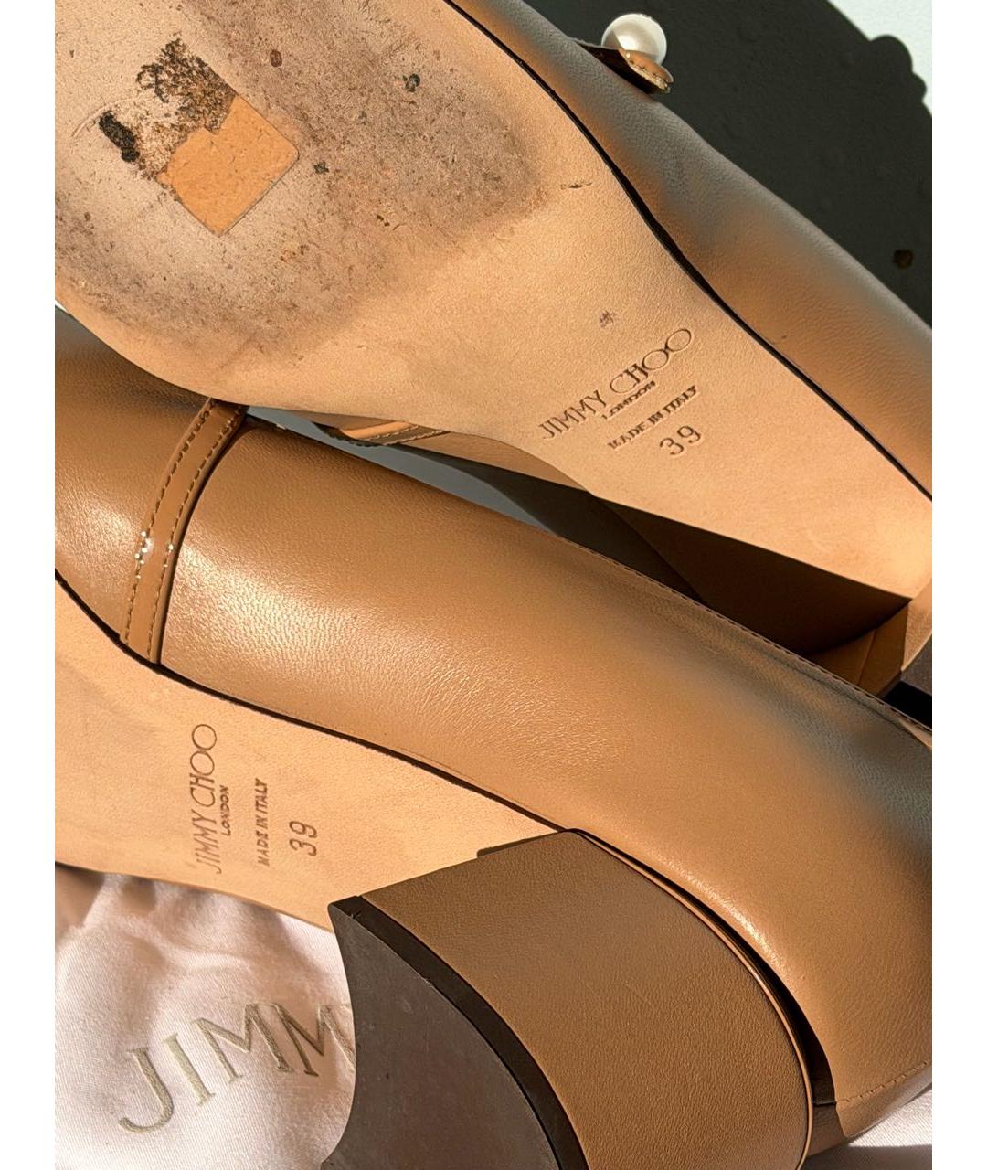 JIMMY CHOO Бежевые кожаные туфли, фото 7