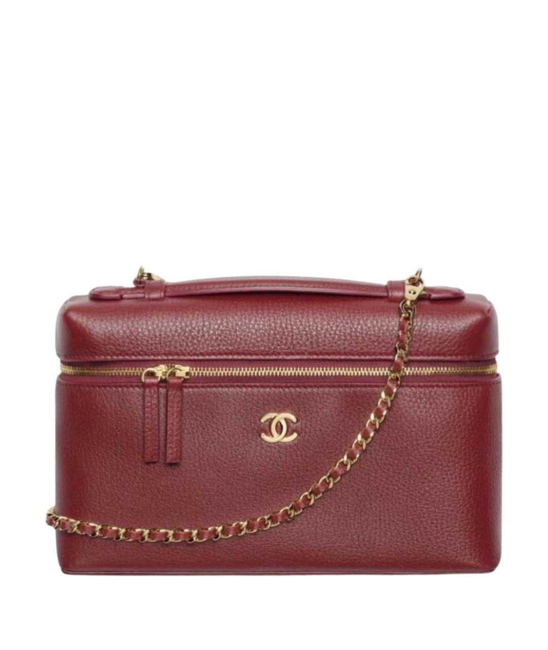 CHANEL Бордовая кожаная сумка через плечо, фото 1