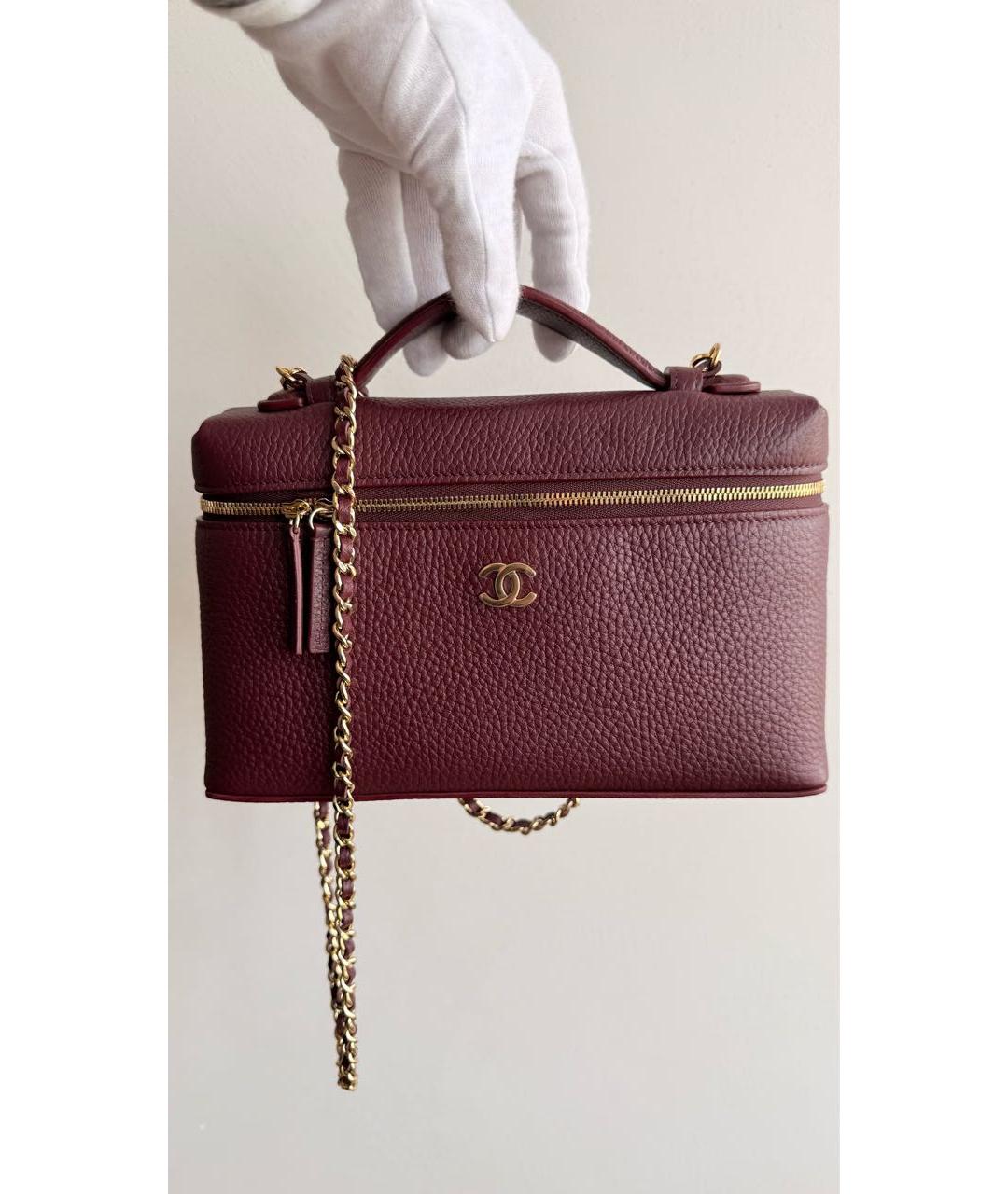 CHANEL Бордовая кожаная сумка через плечо, фото 3