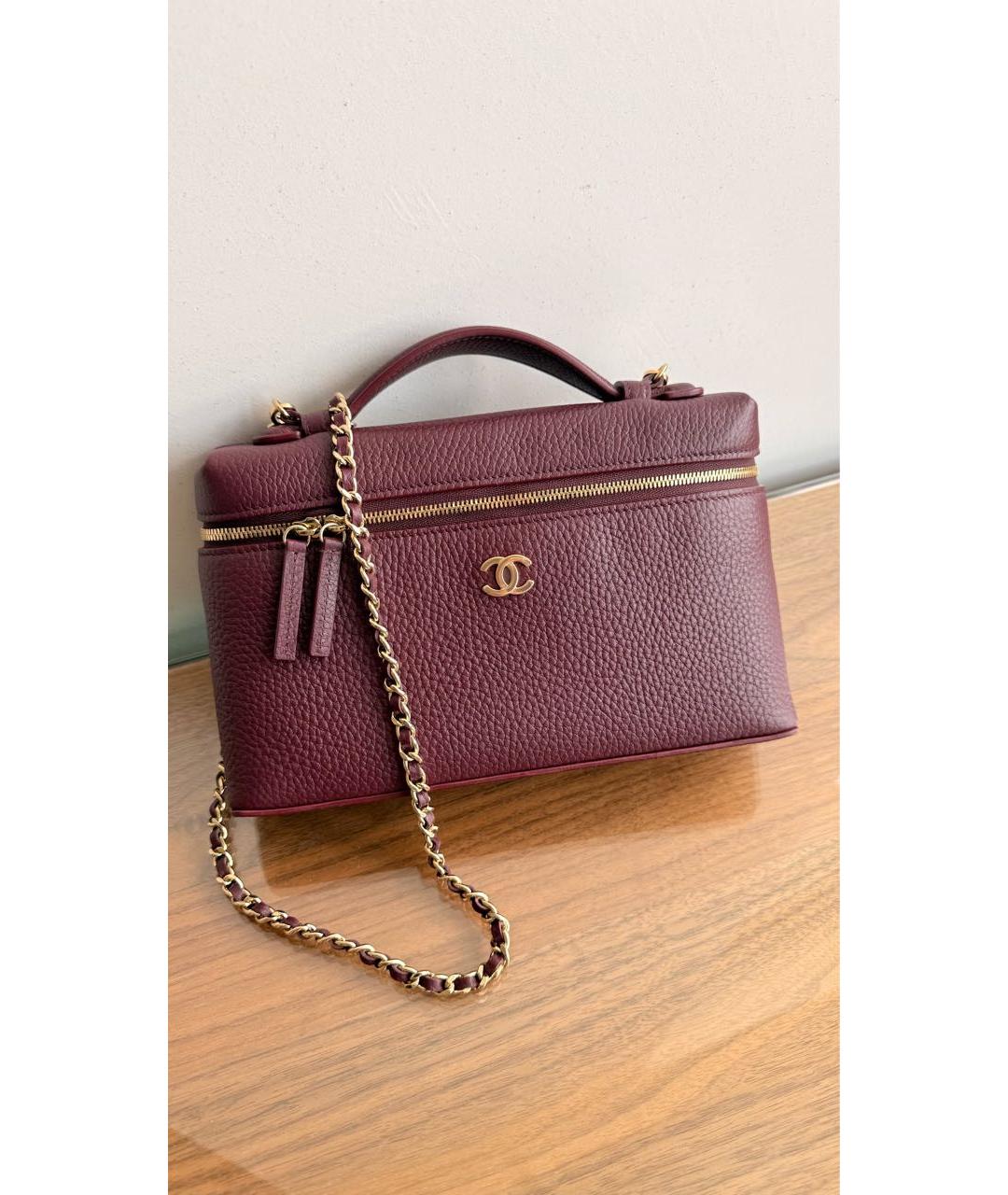 CHANEL Бордовая кожаная сумка через плечо, фото 2