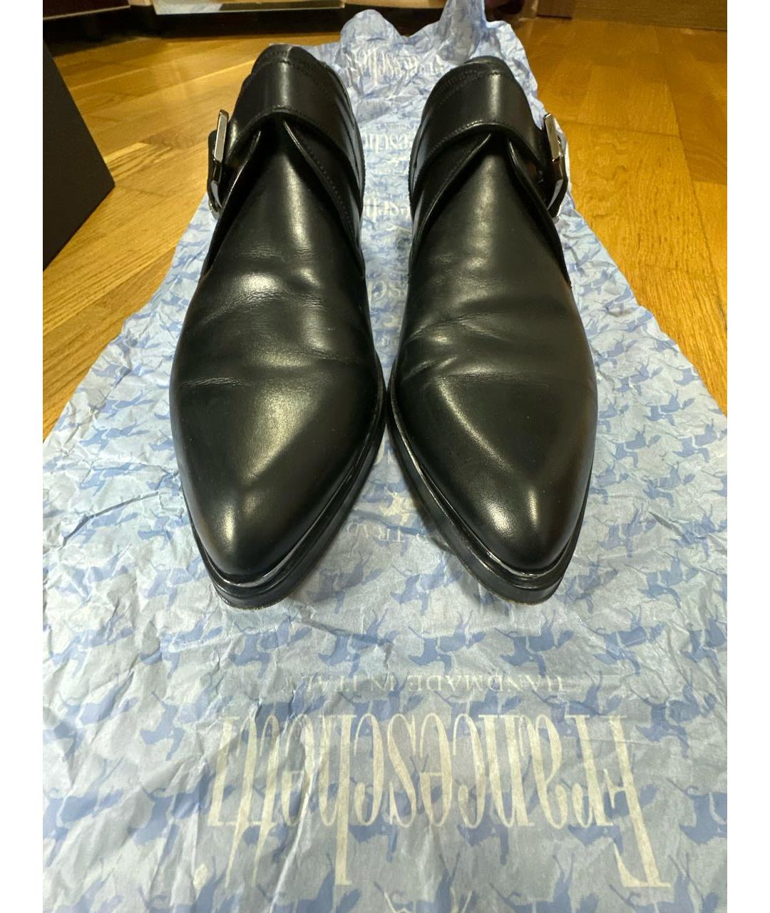 VERSACE Черные кожаные туфли, фото 2