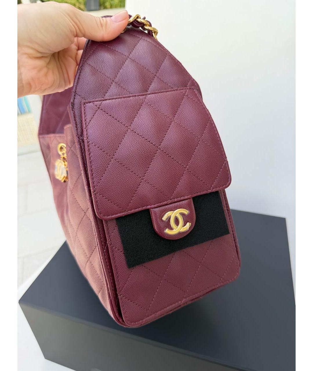 CHANEL Бордовая кожаная сумка через плечо, фото 2