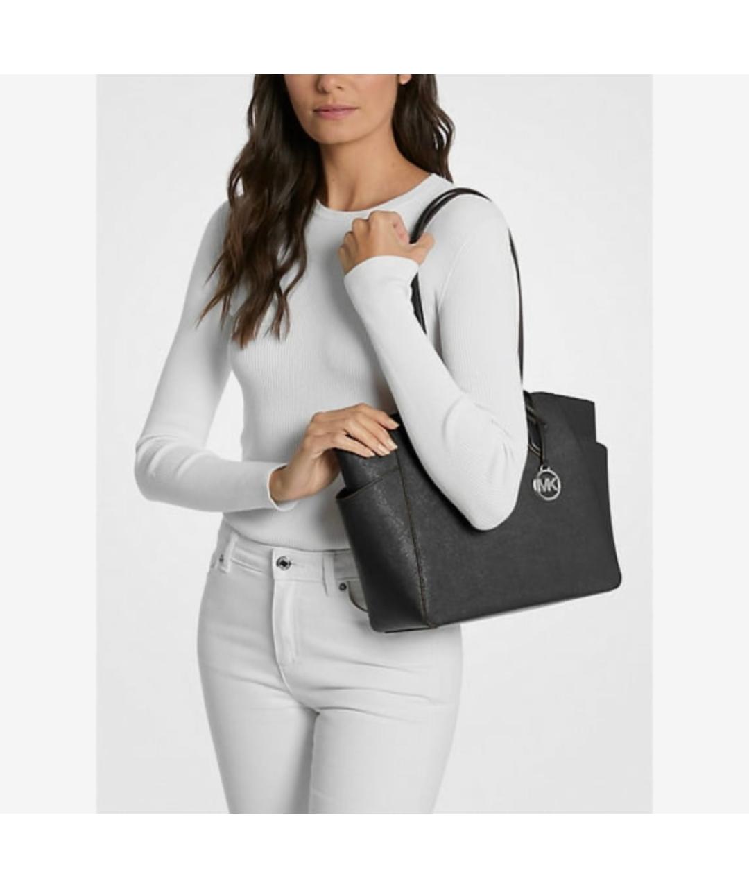 MICHAEL KORS Черная кожаная сумка тоут, фото 9