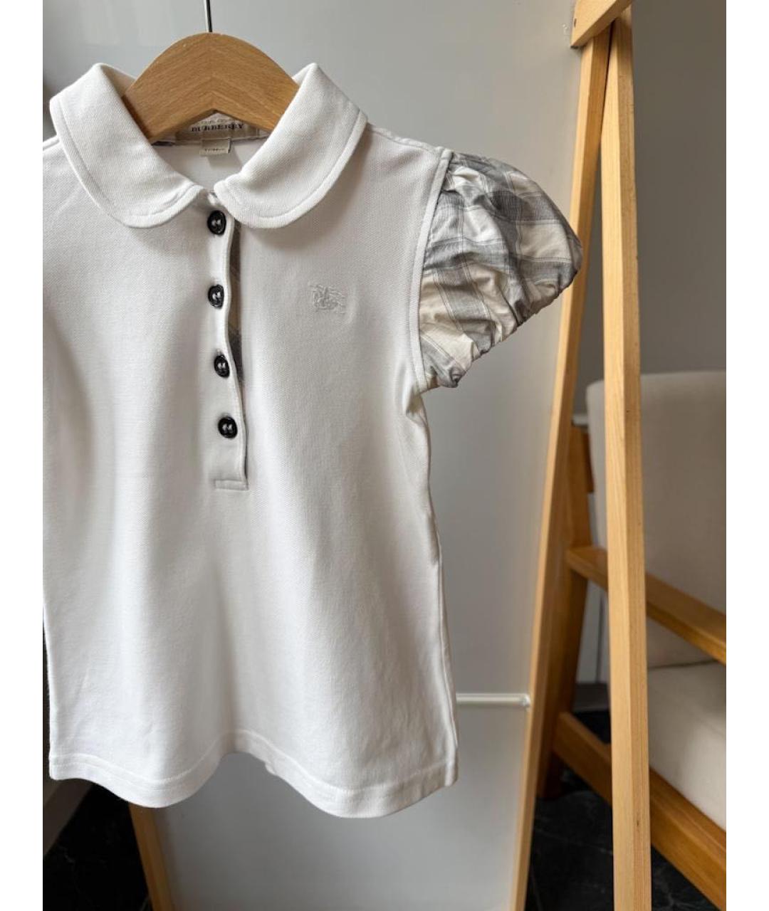 BURBERRY Белая блузка для девочек, фото 3